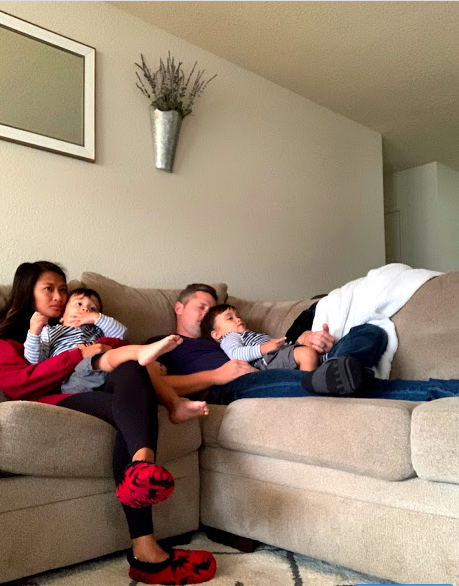 family on couch on ordinary day