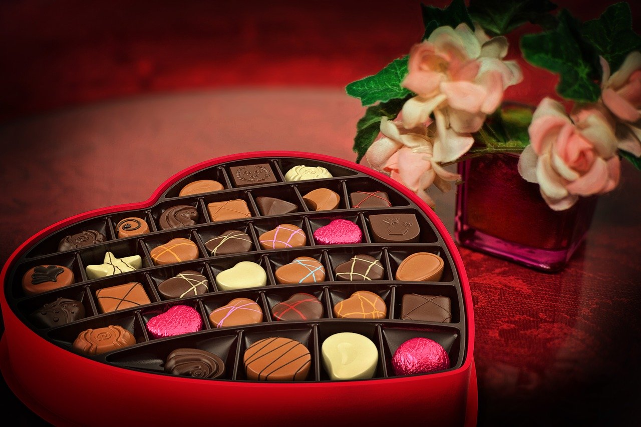valentine's day chocolates and flowers