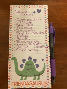 Stay at home moms always have a to do list. Colorful and with dinosaurs makes it even better.