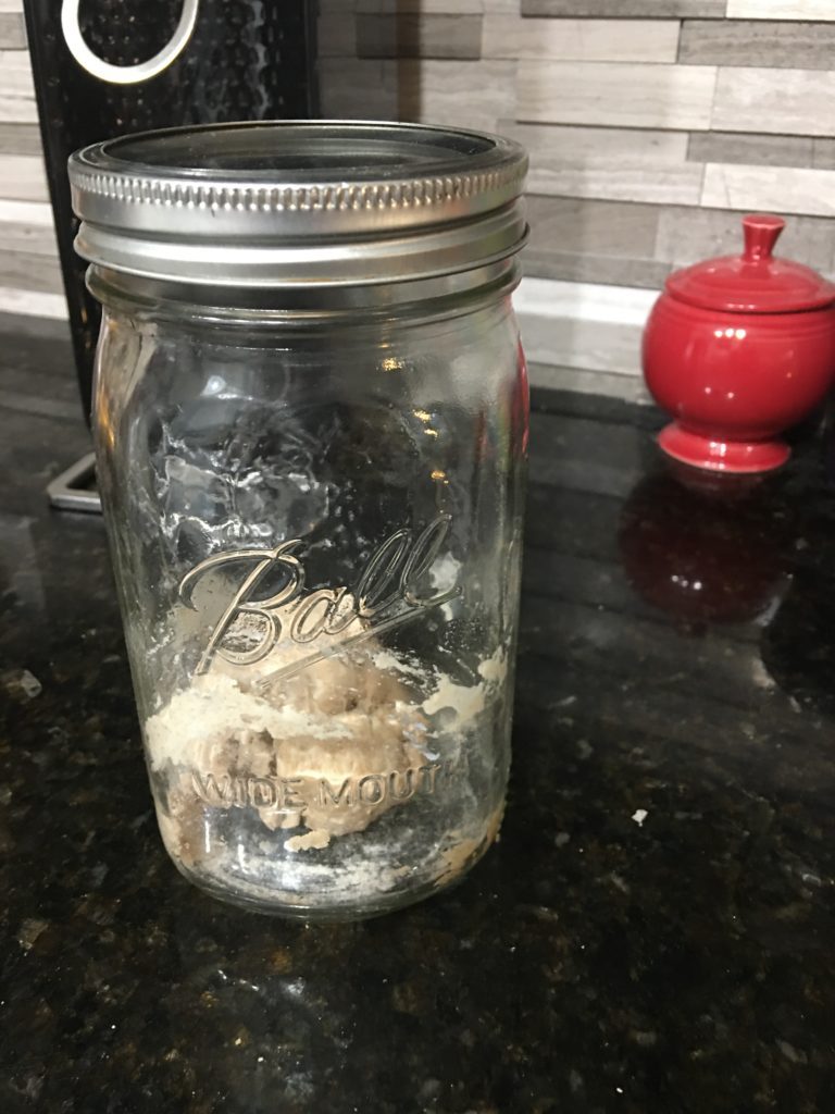 sourdough starter in a glass jar