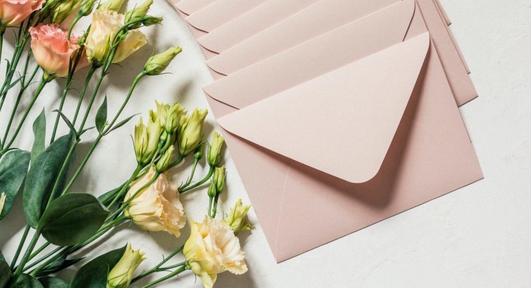 mail envelopes with flowers