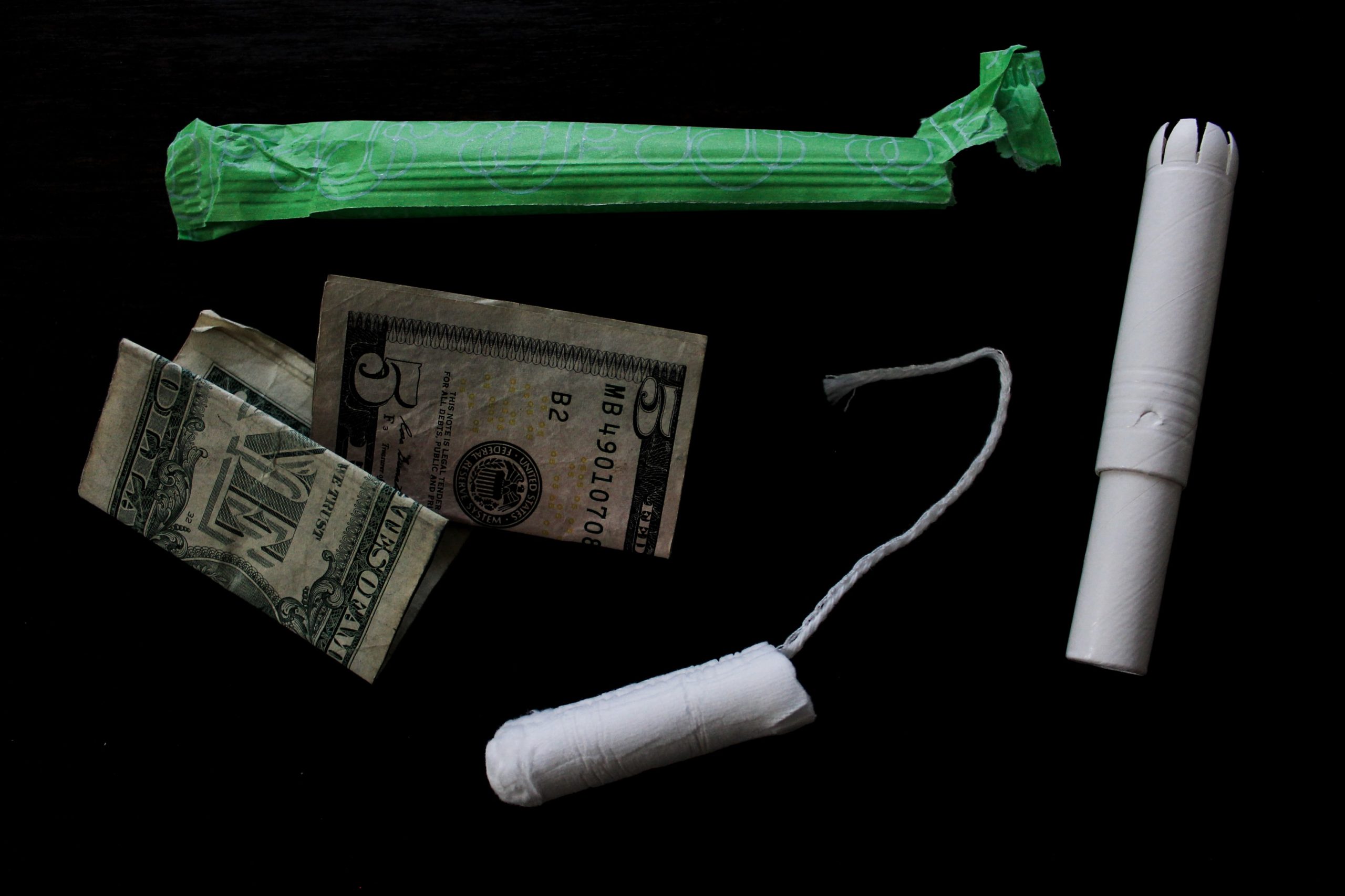 tampons and period products with money
