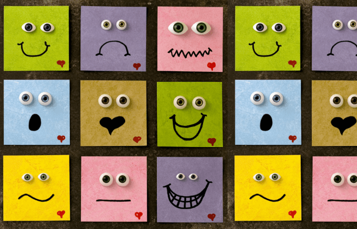 range of emotions on post-its