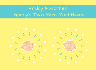 Friday Favorites Twin Mom with twin babies on yellow background