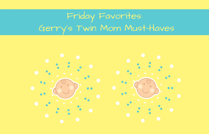 Friday Favorites Twin Mom with twin babies on yellow background