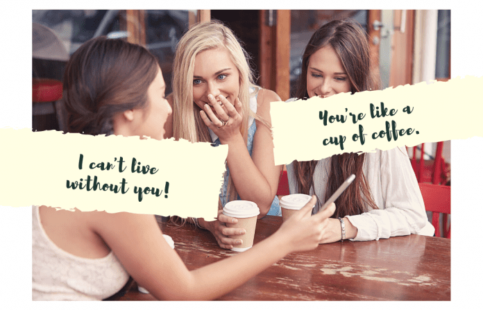 Best Friends laughing over coffee