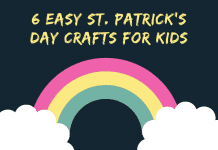 rainbow and clouds with "6 Easy St. Patrick's Day Crafts for Kids"