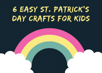 rainbow and clouds with "6 Easy St. Patrick's Day Crafts for Kids"