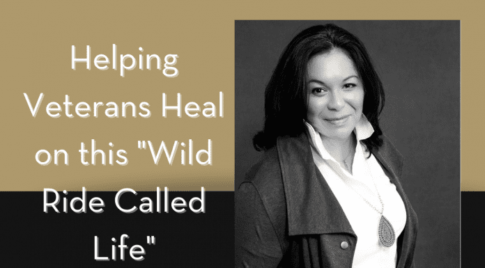Annette Whittenberger with tan and black background with "Helping Veteran Heal on this 'Wild Ride Called Life'" in text