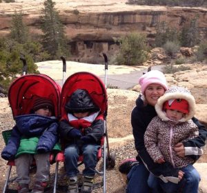 mom and 3 little kids at Mesa Verde