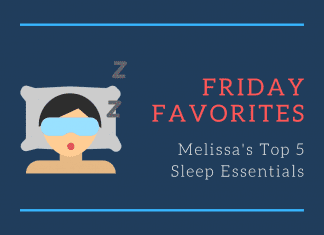 Friday Favorites Melissa's Top 5 Sleep Essentials with sleeping woman with eye mask