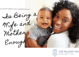 a mother holding a baby boy with "Is Being a Wife and Mother Enough" in text with MMC logo