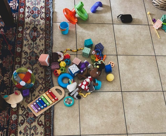 toys scattered on the floor