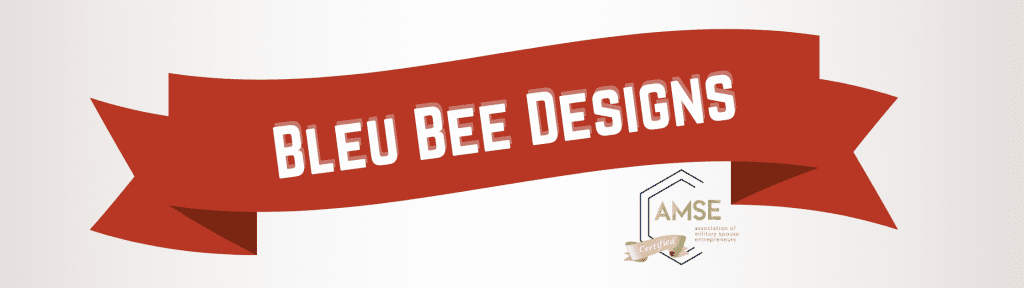 Bleu Bee Designs on a red holiday banner