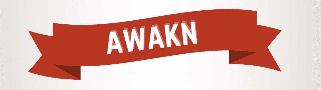 AWAKN on a red holiday banner