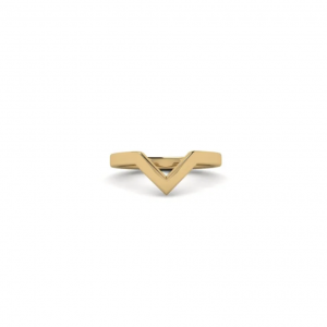 simple gold ring with a V indent