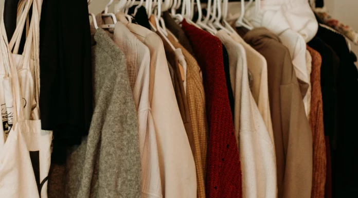 clothes hung in a closet