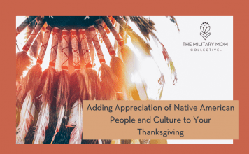 native american headdress in the glare of the sun with "Adding Appreciation of Native American People and Culture to Your Thanksgiving" in text and MMC logo
