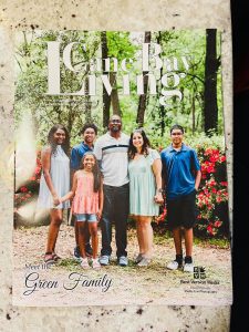 Green family in a magazine cover
