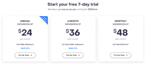 screenshot of GoPeer's monthly fee