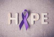 "Hope" with a purple ribbon in place of the "o"